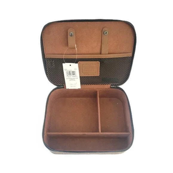 Coach CE700 Tech Organizer Signature Colorblock Khaki Black Travel Zip Case - Picture 6 of 6